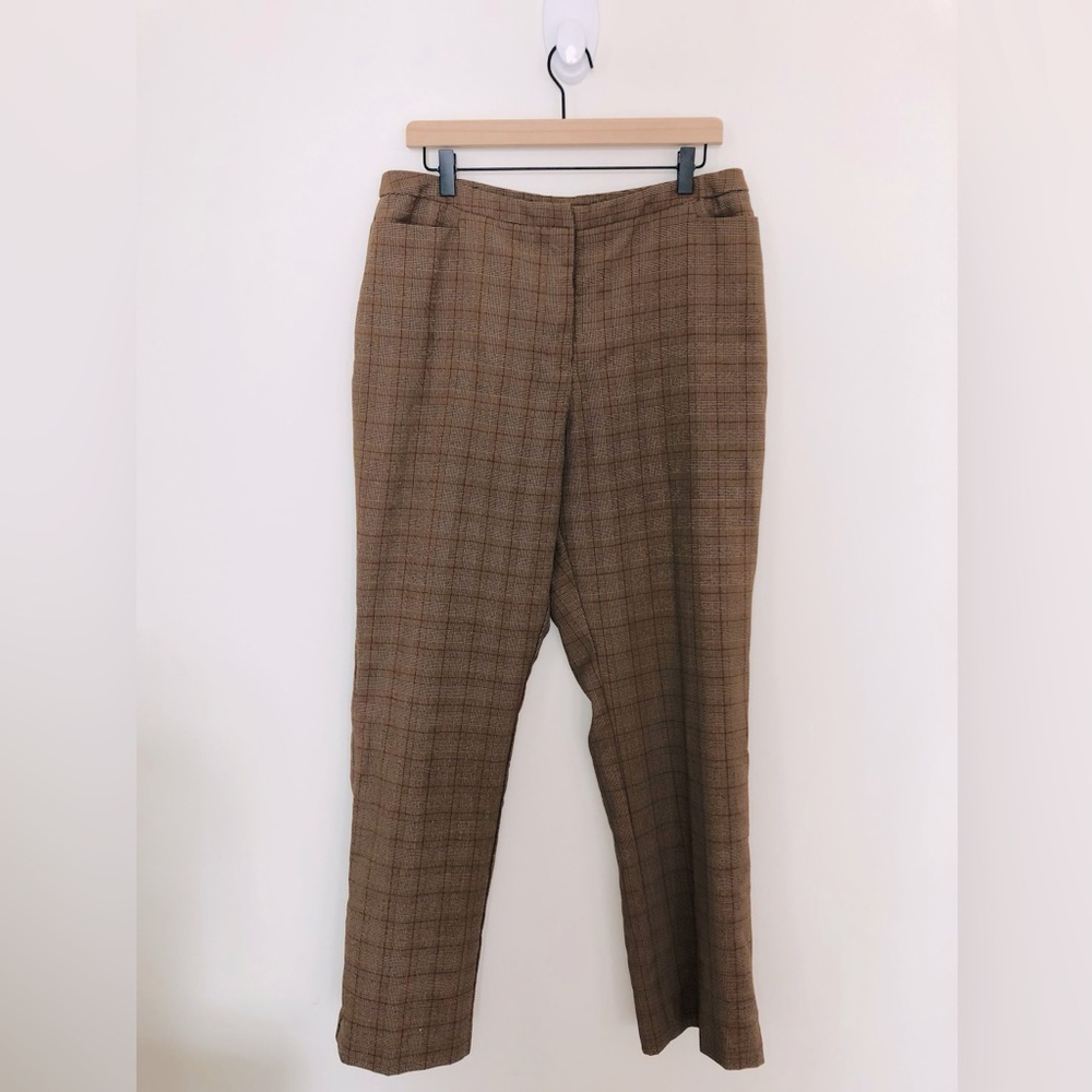 NY & Co Plaid Wide Leg Trousers Pants Brown Women’s 14